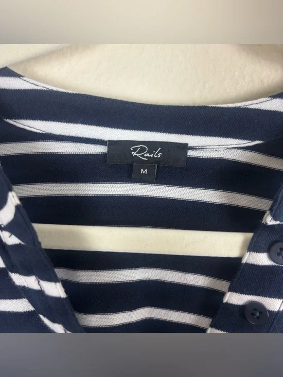 Rails Jewel Stripe Cotton Puff Sleeve Top Women’s Size Medium Navy & White - Picture 4 of 7